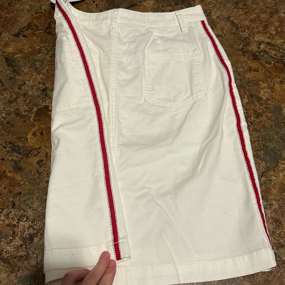 Anthropologie Pilcro White Denim Skirt w/ Red Striped Button Fly Size 0 NWT $98 - Picture 6 of 10